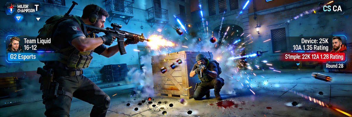 CS:GO Major冠军赛激烈交火画面 - 实时赛况与选手数据