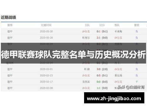 德甲联赛球队完整名单与历史概况分析