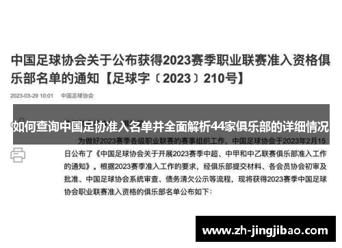 如何查询中国足协准入名单并全面解析44家俱乐部的详细情况